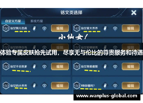 体验专属皮肤抢先试用，尽享无与伦比的尊贵服务和待遇